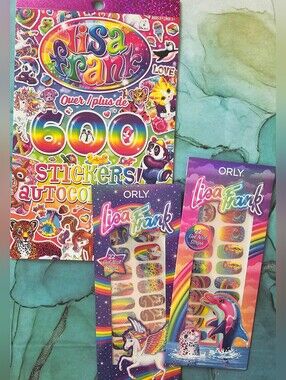 Lisa Frank Sticker & Orly Nail Strip Bundle - Rainbow Unicorn & Dolphin Set